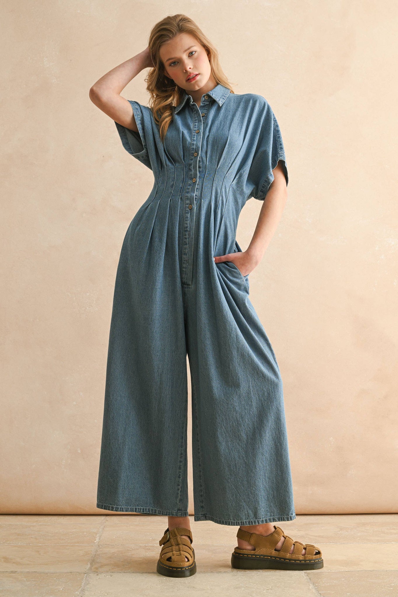 Denim Button Down Jumpsuit