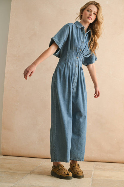 Denim Button Down Jumpsuit