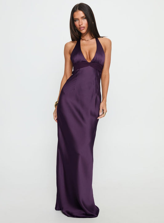 Purple Halter Maxi Dress